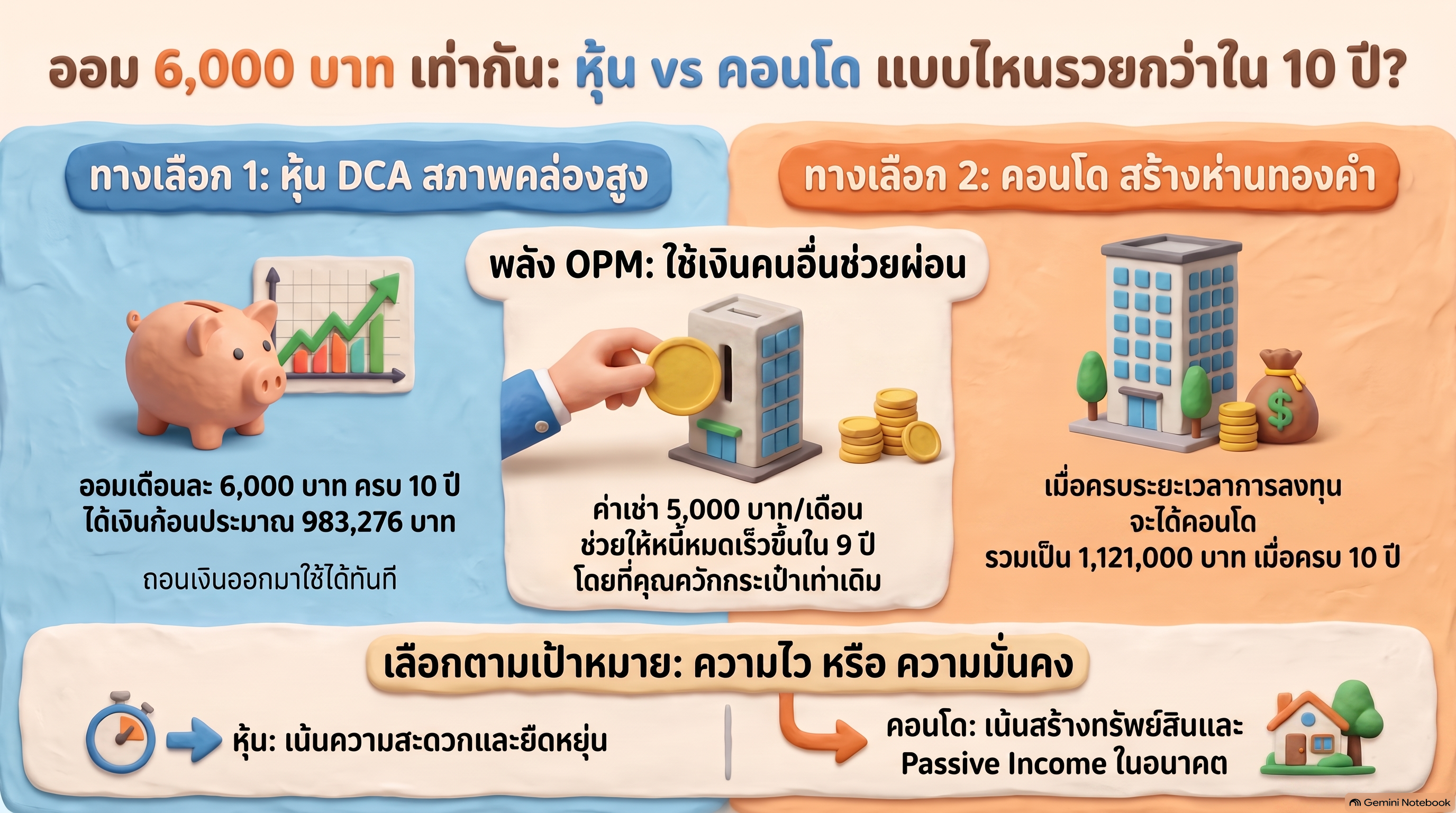 DCA Condo vs DCA Stock wealth comparison